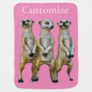 3 Standing Meerkats Thunder_Cove Baby Blanket