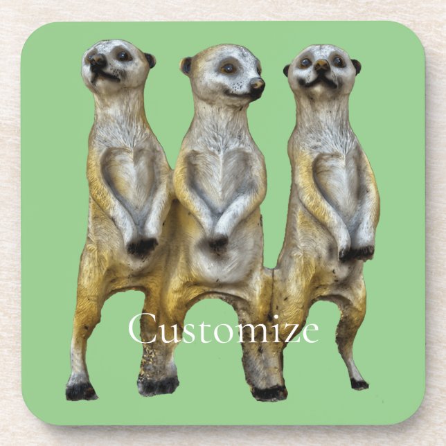 3 Standing Meerkats Thunder_Cove  Beverage Coaster (Front)