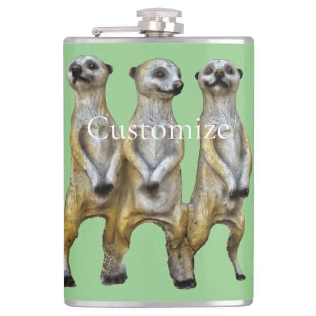 3 Standing Meerkats Thunder_Cove  Flask (Front)