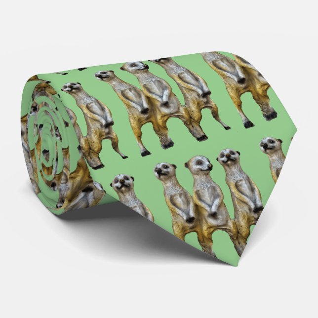 3 Standing Meerkats Thunder_Cove  Neck Tie (Rolled)