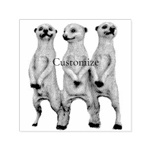 3 Standing Meerkats Thunder_Cove Self-inking Stamp