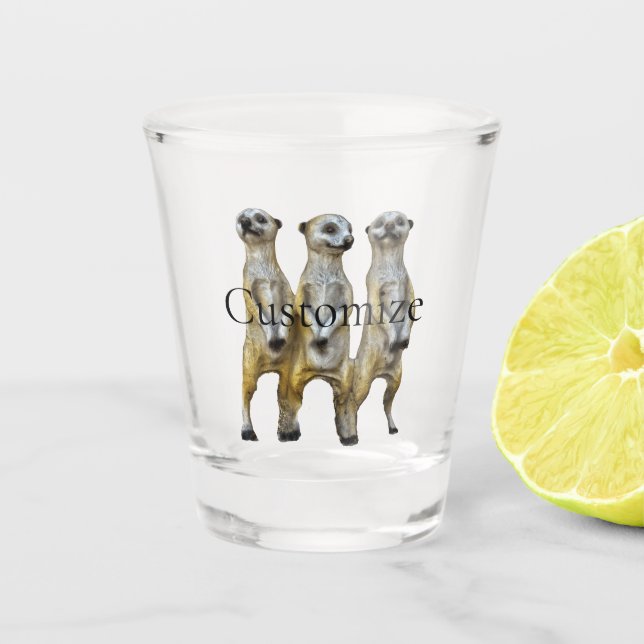3 Standing Meerkats Thunder_Cove  Shot Glass (Front)