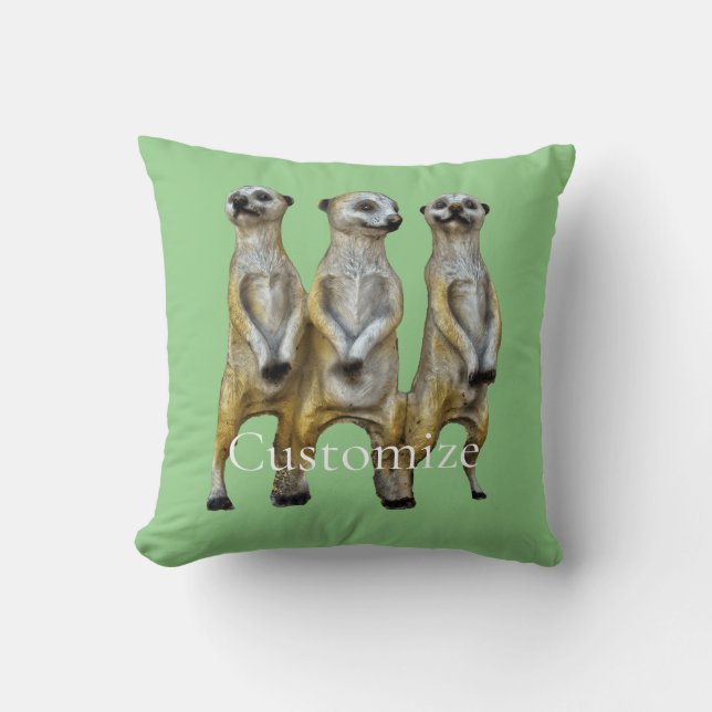 3 Standing Meerkats Thunder_Cove  Throw Pillow (Front)