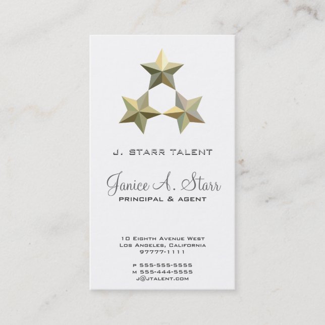 3 Star Talent Business Card (Front)