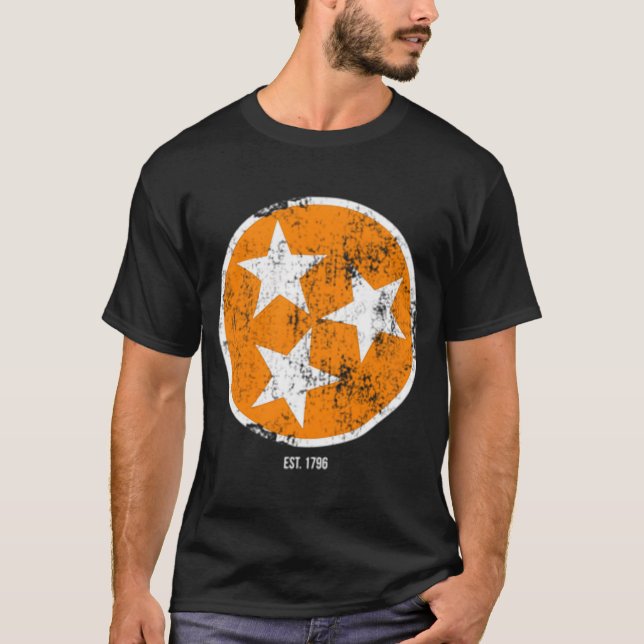 3 Star Tn Flag Orange White Tennessee State Flag E T-Shirt (Front)