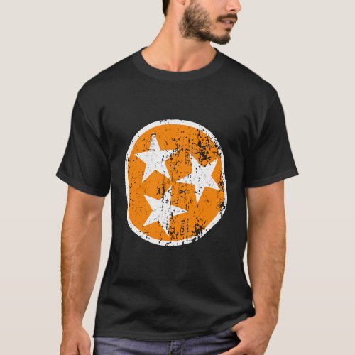 3 Star Tn State Flag Gifts Orange And White Tennes T_Shirt