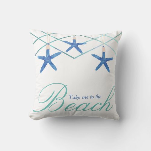 3 Starfish  Modern Lines Elegant Tropical Beach Throw Pillow