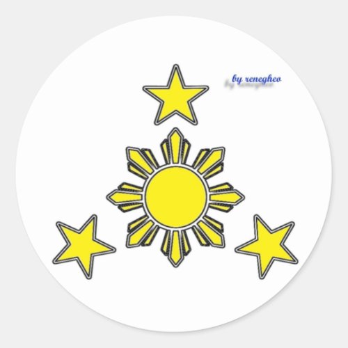 3 stars  a sun classic round sticker