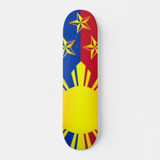 3 Stars and Sun Philippines (Skateboard) Skateboard Deck (Front)
