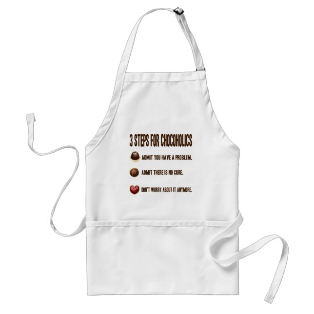 3 STEPS FOR CHOCOHOLICS ADULT APRON (Front)