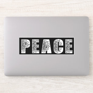 3 stickers of Mandala Flower Peace Typography