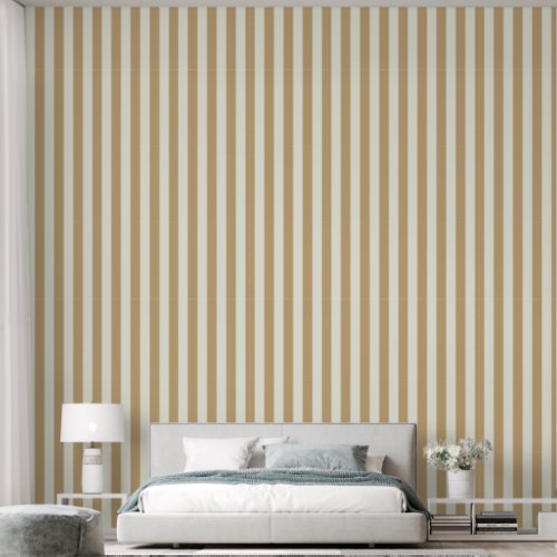 3 Stripe Earthy Musted Gold  Ivory White Wallpaper