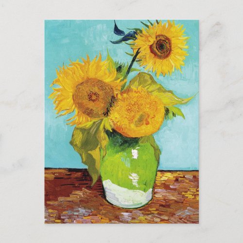 3 Sunflowers in a Vase by Van Gogh Postcard