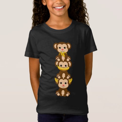 3 super cute monkeys T_Shirt