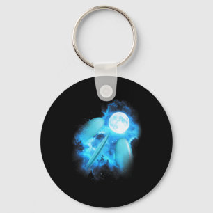 3 Surfboard Howling At The Moon Colorful Blue Surf Keychain