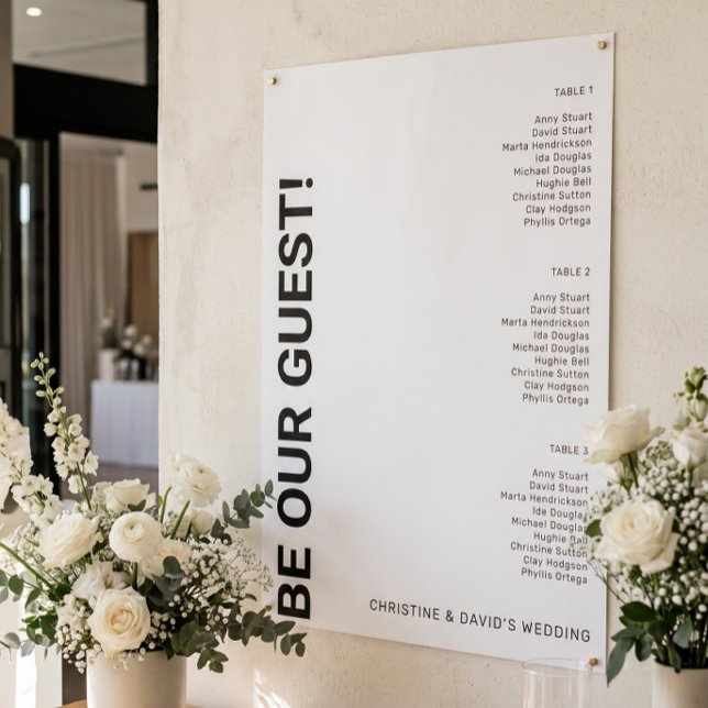 3 table Simple White Wedding seating chart (Creator Uploaded)
