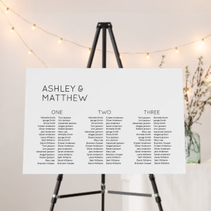 3 Tables 102 Guests Modern Wedding Seating Chart Foam Board