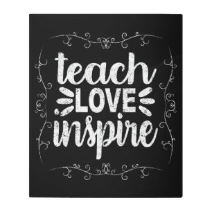 3- Teach Love Inspire Shirt, Retro Vintage Teacher Metal Print