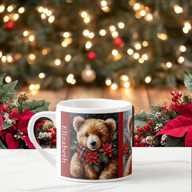 3 Teddy Bears To Share a Christmas Tea Party Name Espresso Cup (Creator Uploaded)