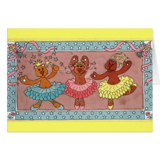 3 Teddy's Dancing Cards (Front Horizontal)