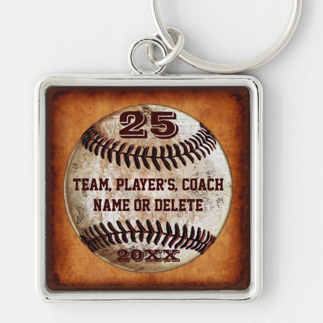 3 Text Templates Gifts for Baseball Players, Coach Keychain (Front)