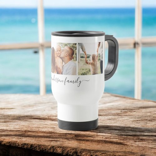 3 Three Photo Collage Family Photos Travel Mug