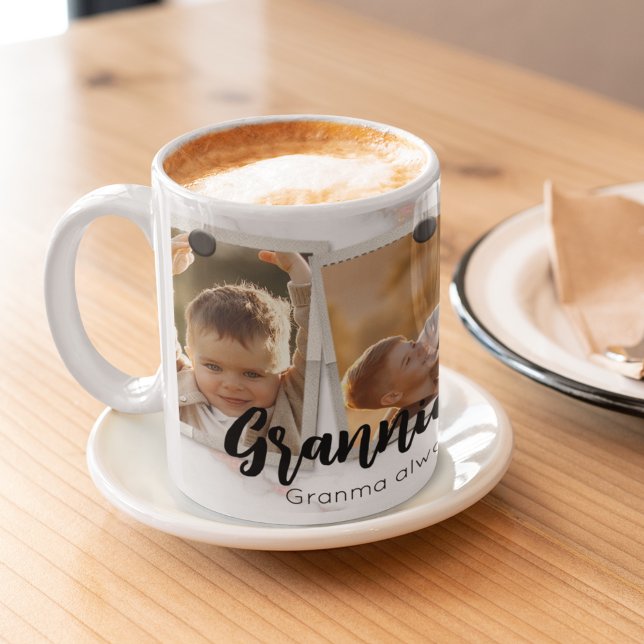 3 Three Photo Modern Elegant Collage Family Love Coffee Mug (Creator Uploaded)