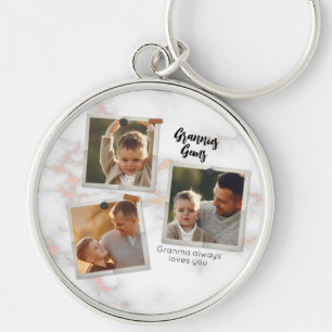 3 Three Photo Modern Elegant Collage Family Love Keychain
