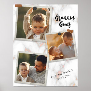 3 Three Photo Modern Elegant Collage Family Love Poster