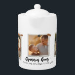 3 Three Photo Modern Elegant Collage Family Love Teapot<br><div class="desc">Introducing our modern and chic personalized photo collage product! This stylish item allows you to create a unique and one-of-a-kind collage featuring your own personal photos. Simply choose your favorite Instagram snaps or photography, and add them to our pre-designed photo collage template. Our template features a beautiful typography elegant script...</div>