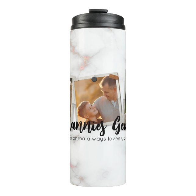 3 Three Photo Modern Elegant Collage Family Love Thermal Tumbler (Front)