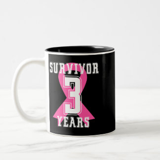 3 Three Years Survivor Breast Cancer Awareness Pin Two-Tone Coffee Mug