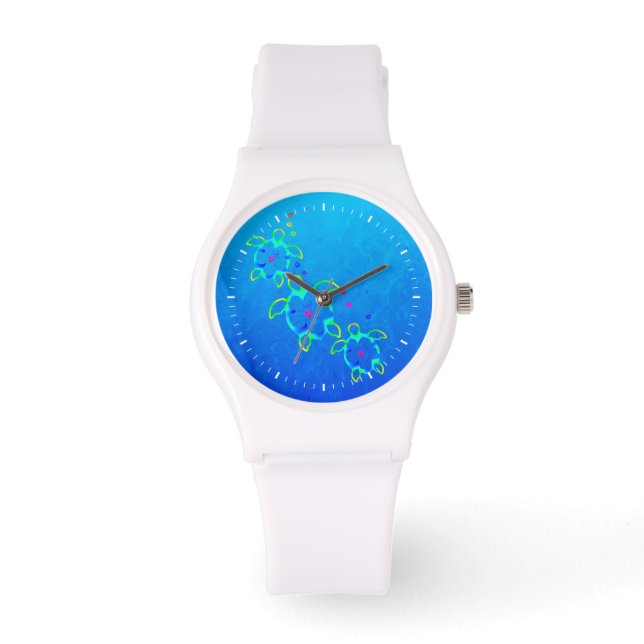 3 Tie Dyed Hawaiian Honu Turtles Watch (Front)