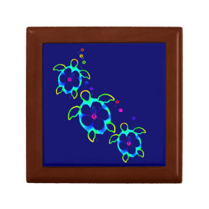 3 Tie Dyed Honu Turtles Keepsake Box