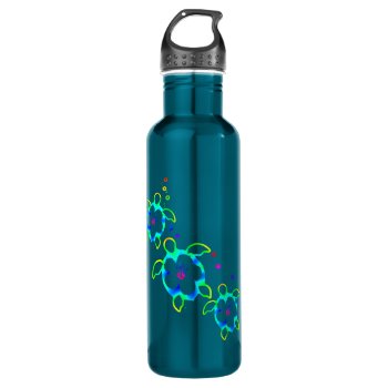 3 Tie Dyed Honu Turtles Stainless Steel Water Bottle by BailOutIsland at Zazzle