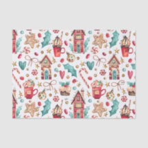 3 Tissue Sheets, Name on Magic Christmas Pattern