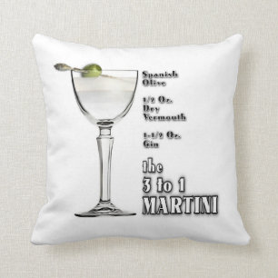 3 to 1 (Wet) Martini Cocktail Recipe Art Throw Pillow