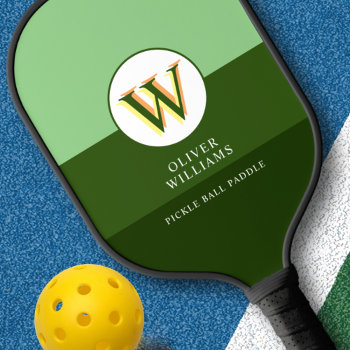 3-tone Green Pickleball Paddle With Name by mixedworld at Zazzle