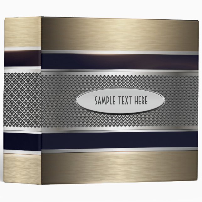 3 Tones Metallic Look Design-Customizable 3 Ring Binder (Front/Spine)