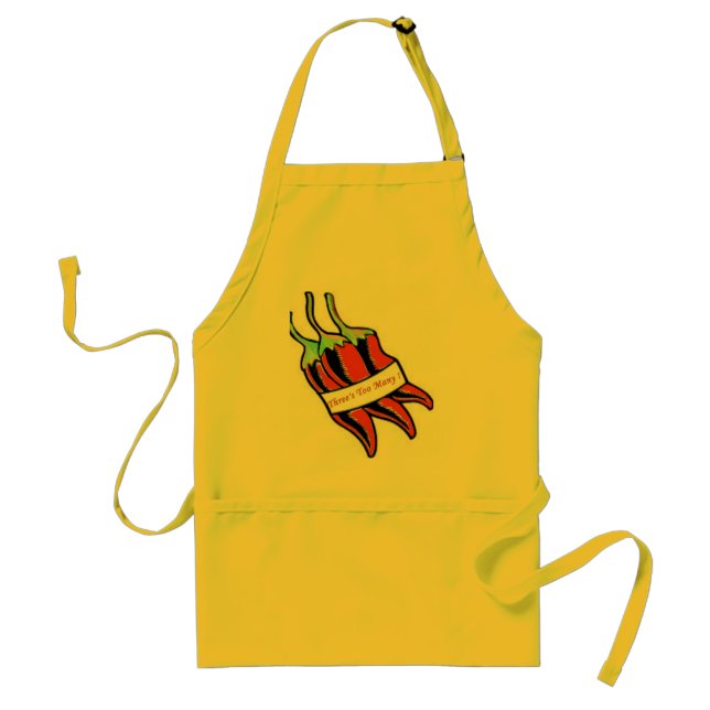 3 too many -pepper adult apron (Front)