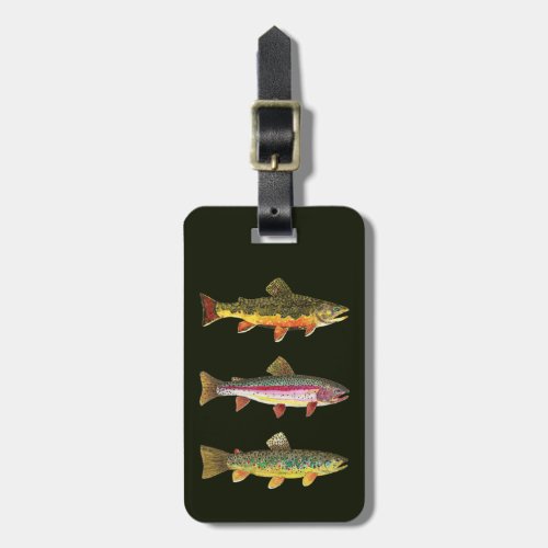 3 Trout _ Brook Brown Rainbow Luggage Tag