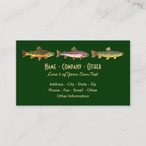 3 Trout Brook Rainbow Brown _ Fly Fishing Angler Business Card