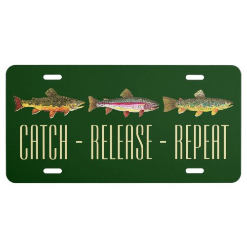 3 Trout Brook Rainbow Brown _ Fly Fishing License Plate