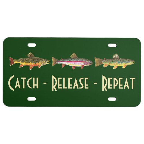 3 Trout Brook Rainbow Brown _ Fly Fishing License Plate