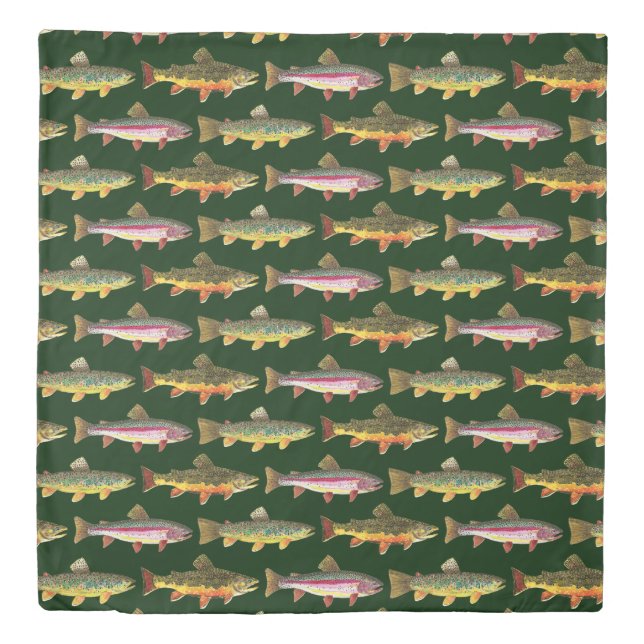 3 Trout - Fish, Fishing Decor Duvet Cover (Front)