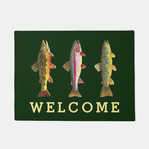 3 Trout Fishing Home Office Business Decor Doormat