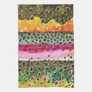 3 Trout Skins Angling Ichthyology Fly Fishing Kitchen Towel