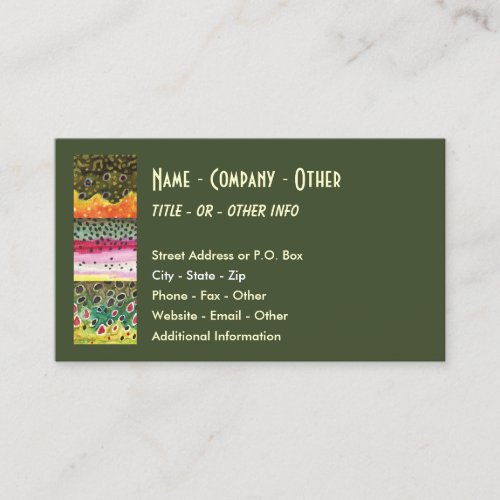 3 Trout Skins Brook Rainbow Brown _ Fly Fishing Business Card