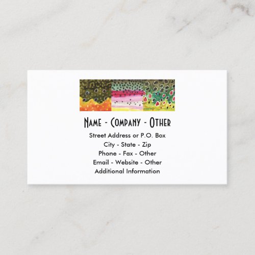 3 Trout Skins Brook Rainbow Brown _ Fly Fishing Business Card