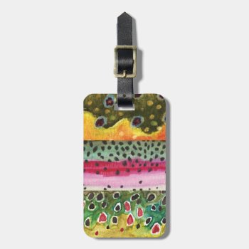 3 Trout Skins: Brook  Rainbow  Brown - Fly Fishing Luggage Tag by TroutWhiskers at Zazzle